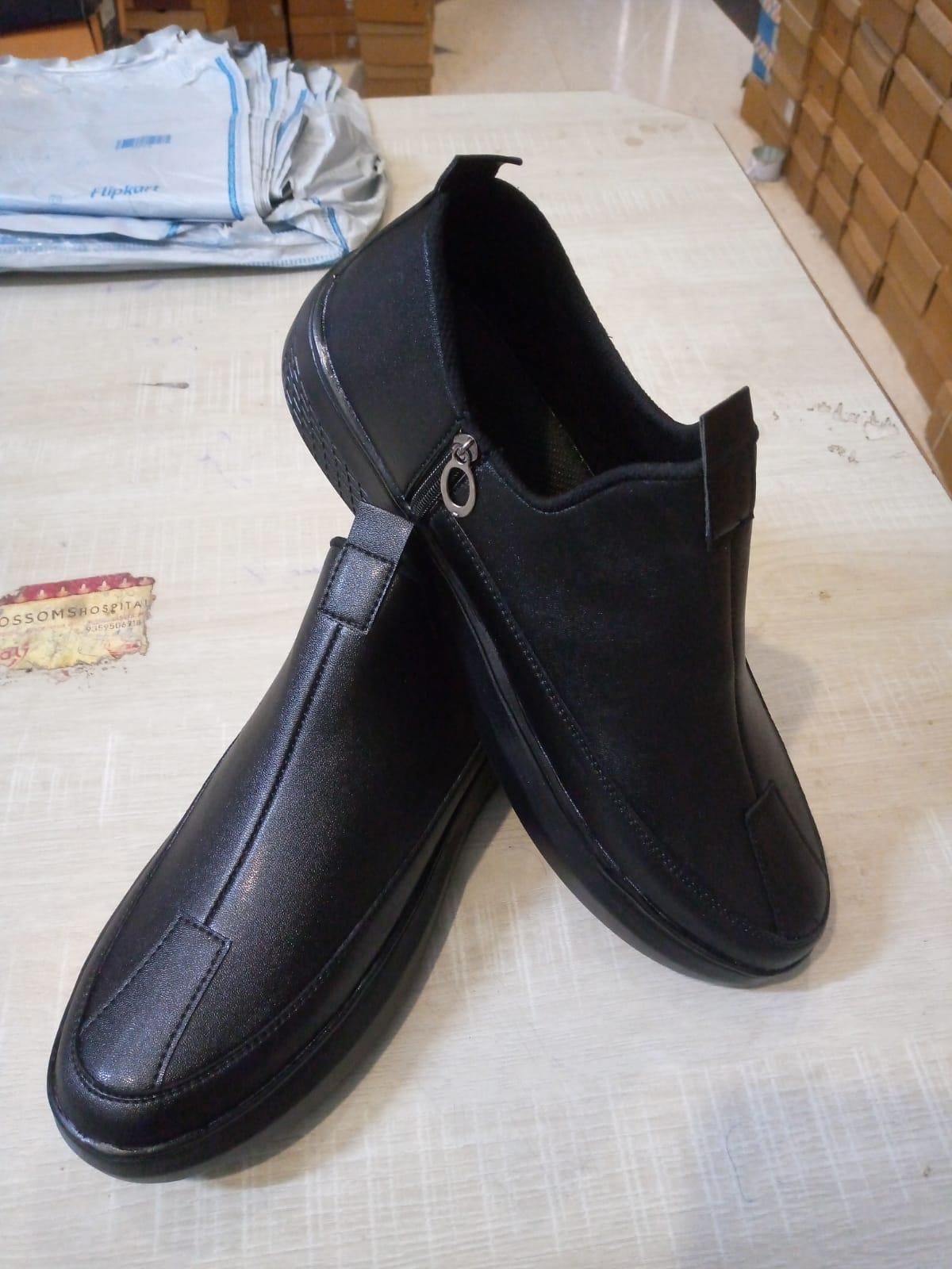 Leather with Zip Loafers For Men (Black)